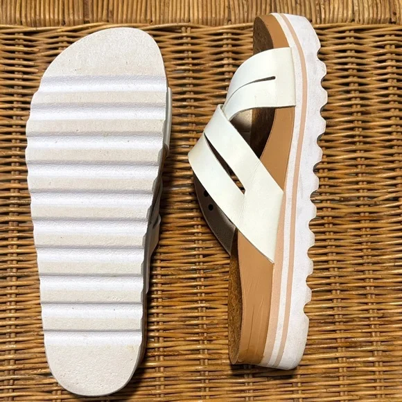 Reef White and Cork Slide Sandals - Picture 4 of 7